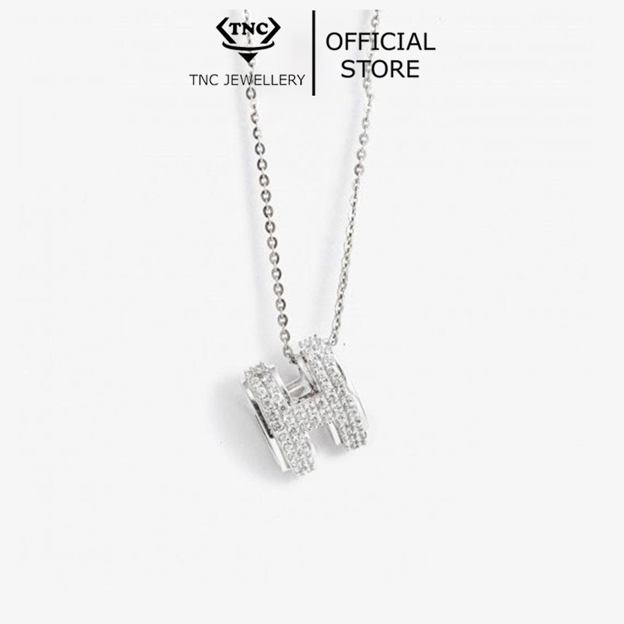 Dây Chuyền Bạc Mặt Chữ H Cao Cấp Đính Đá Pha Lê Sang Trọng TNC JEWELLERY