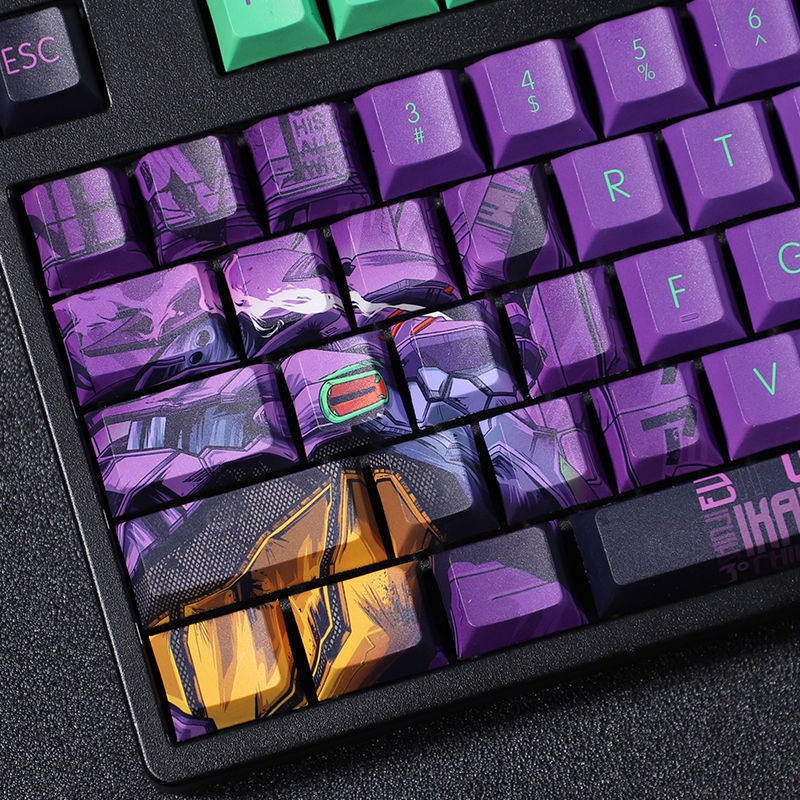 EVANGELION-01 Keycap Cherry Hồ sơ EVA Chủ đề Anime PBT Thuốc nhuộm phụ Bàn phím cơ Keycap 108 Phím