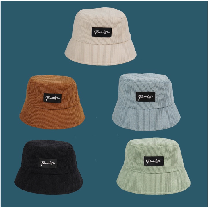 Mũ bucket vành cụp Nón tai bèo thêu PromissYou chất nhung tăm cao cấp form unisex nam nữ