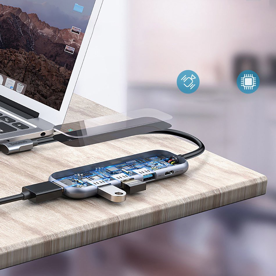 Hub chuyển đổi đa năng Baseus Multi-functional HUB Type-C to 3xUSB 3.0+4K/HD+PD Adapter