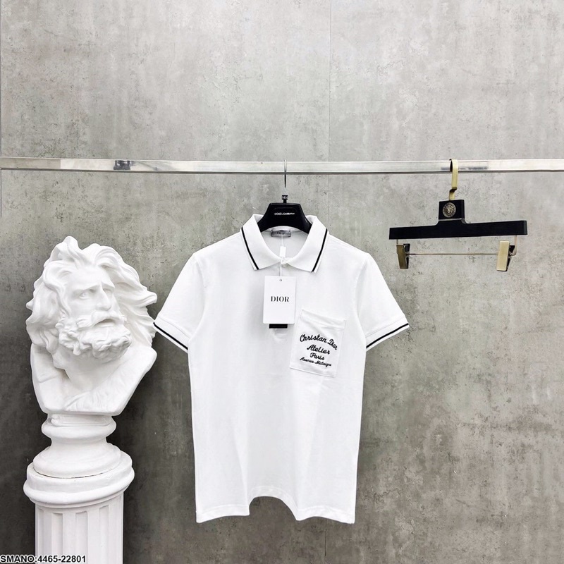 Áo Polo Nam Viền Trắng Túi DIO Cao Cấp - Áo Nam Polo Đơn Giản Siêu Đẹp