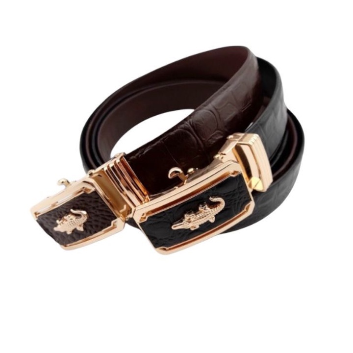 ✅ Thắt Lưng Da Bò Thật Vân Cá Sấu mặt khóa tự động cao cấp✅ Dây nịt nam sang trọng bản nhỏ 3.5cm bảo hành 24 tháng