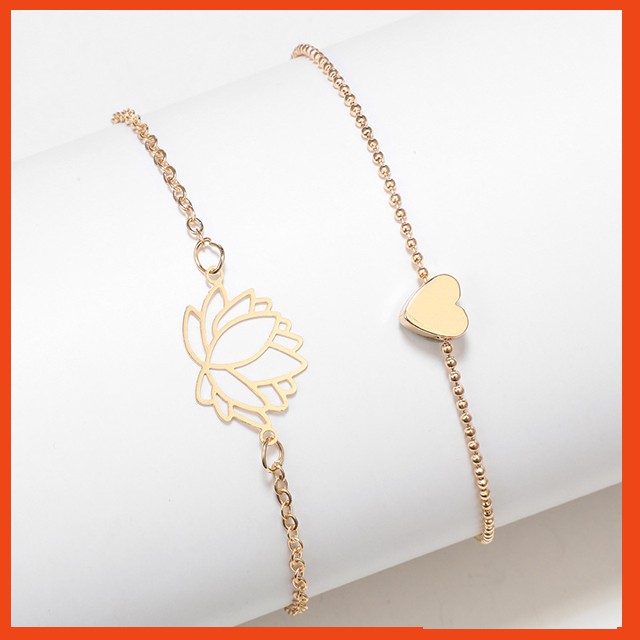 Bộ 2 Lắc Chân Mặt Trái Tim Và Hoa Sen | BigBuy360 - bigbuy360.vn