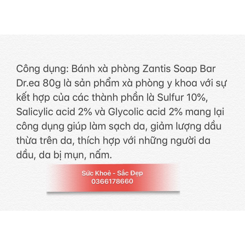 Zantis Soap Bar 80g xà phòng tắm mụn lưng, dày sừng nang lông