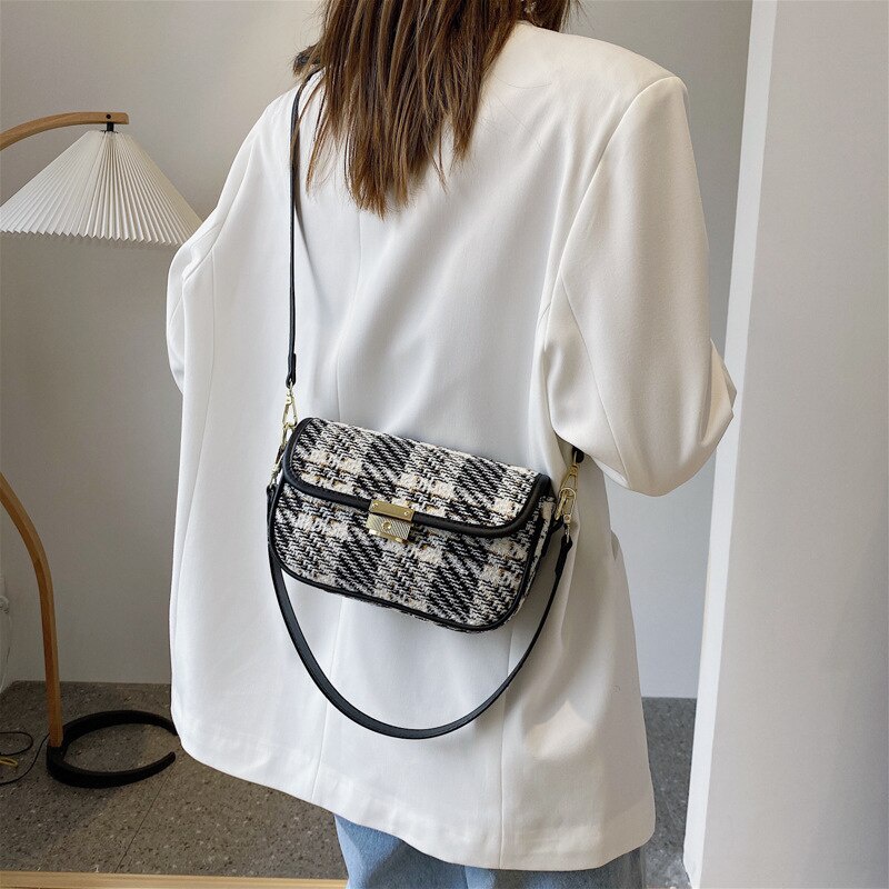 Túi đeo vai nữ JASMIN NOIR bằng len thời trang đơn giản Hình vuông nhỏ