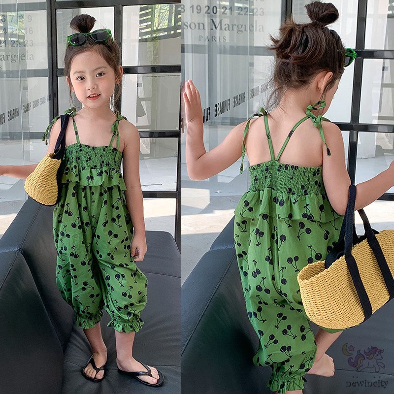 Bộ Áo Liền Quần Ống Rộng Phong Cách Hàn Quốc Cho Bé Gái