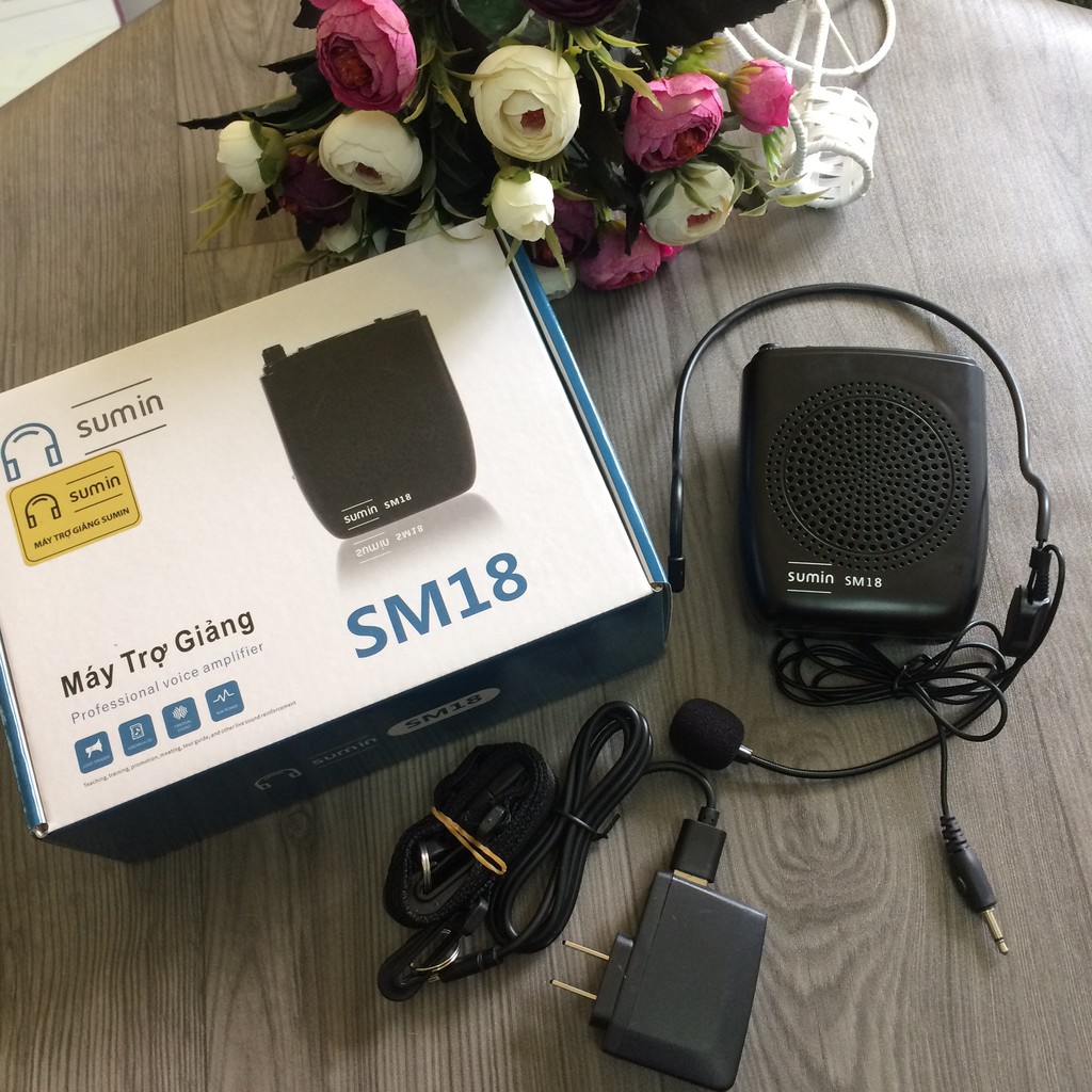 Máy trợ giảng Hàn Quốc Sumin SM18 có dây cho giáo viên pin siêu bền, âm thanh to rõ- Hàng Chính Hãng