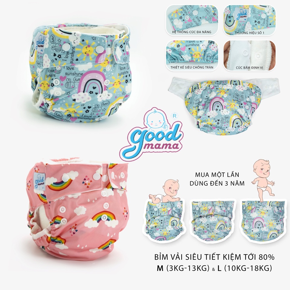 [Mã LTBAUAB6 giảm 7% đơn 99K] Bỉm Vải, Quần Tã Vải Cao Cấp Goodmama Chống Tràn Chống Hăm Cho Bé Size M,L