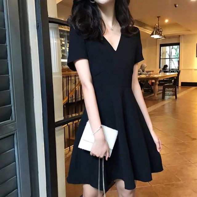 {order bigsize,40-100kg}Váy xòa cổ V dáng xòe - Có ảnh thật