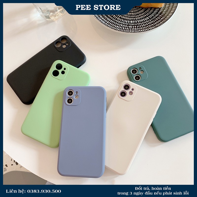 Ốp iphone, Ốp lưng iphone trơn dẻo cạnh vuông dành cho iphone 6 đến 11promax - Pee store