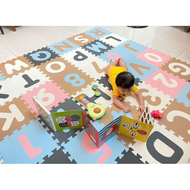 THẢM XỐP CAO CẤP CHO BÉ SMILE PUZZLE KHÔNG MÙI - TIÊU CHUẨN CHÂU ÂU - CHỮ SỐ + CHỮ CÁI  36 miếng