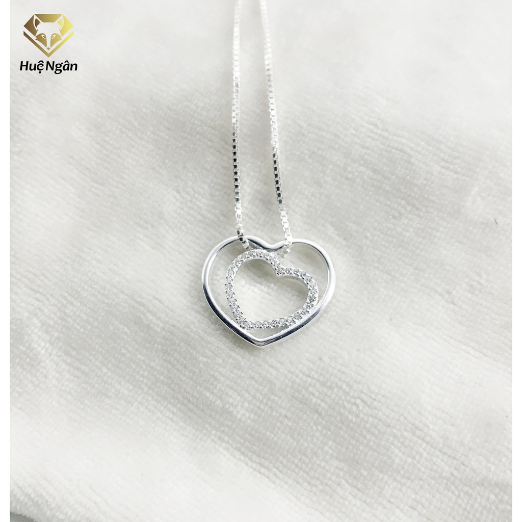 [Mã LT50 giảm 50k đơn 250k] Dây chuyền bạc Ý 925 Huệ Ngân- Trái tim trong anh PP1444