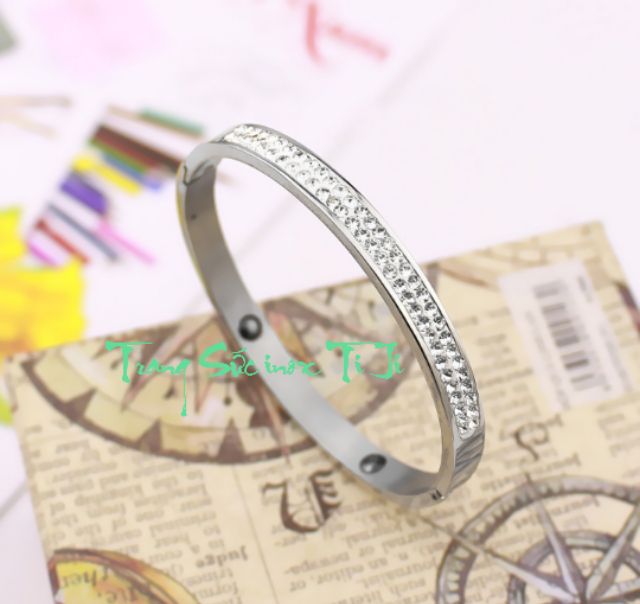 Vòng tay nữ inox cao cấp 2 hàng xoàn