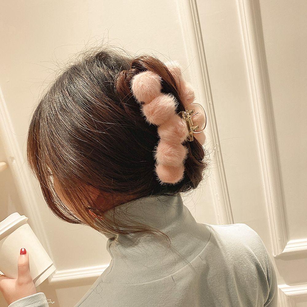 Kẹp Tóc Đính Bóng Lông Phong Cách Vintage Thời Trang Thu Đông Dành Cho Nữ