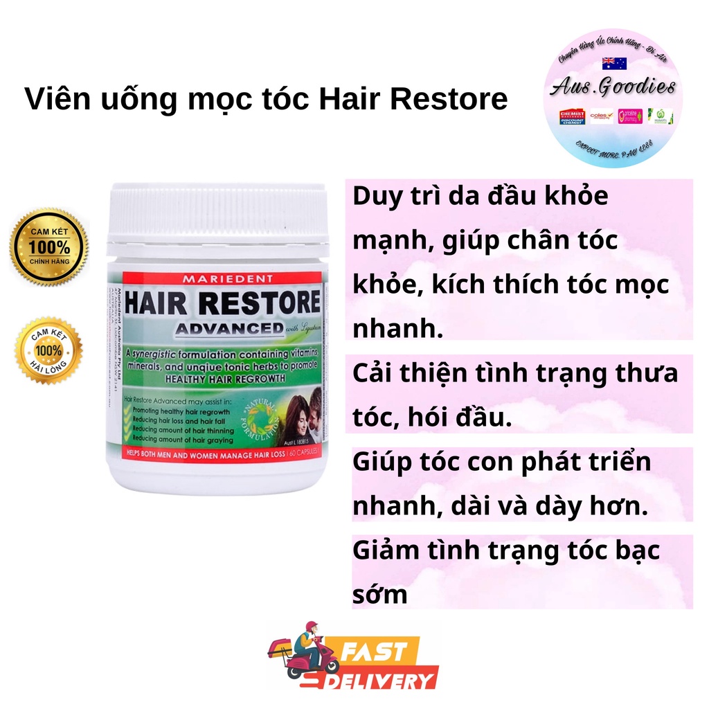 [ Hàng Chuẩn ÚC ] Hair Restore Advance - Viên uống chống rụng tóc, kích thích mọc tóc 60 viên