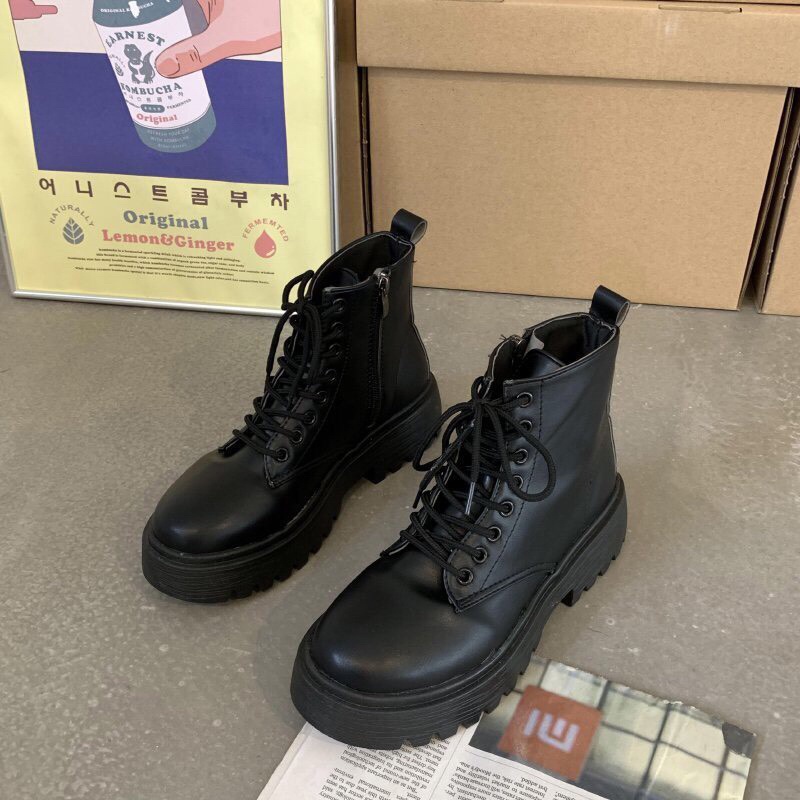 Giày bốt nữ cổ cao, boost da nhám đế cao 4cm có khóa kéo phong cách Hàn Quốc FLOWER G09 - nguyentrang239
