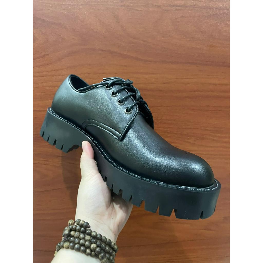 Giày da nam Chunky Derby đế cao su đúc được khâu chắc chắn tăng chiều cao 3.8cm phong cách hiện đại