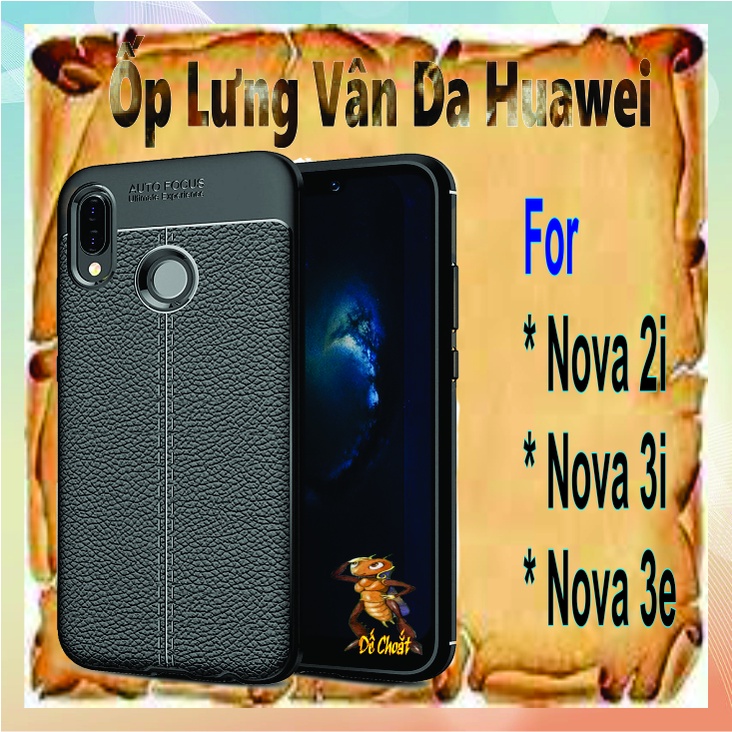 Ốp lưng silicon dẻo, vân da huawei nova 2i, no va 3e, 3i,  xaomi mi8se,