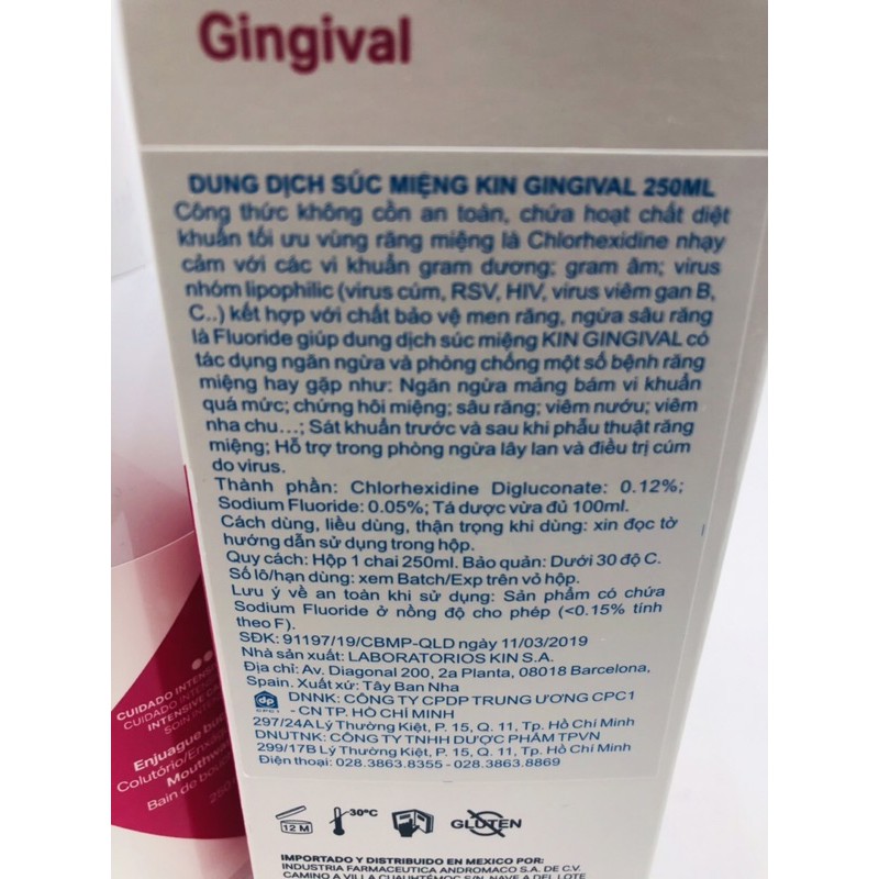 KIN GINGIVAL- NƯỚC SÚC HỌNG HIỆU QUẢ 250ml