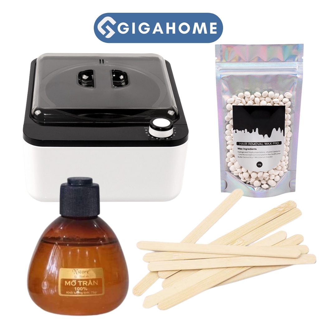 Combo Nồi Nấu Sáp Wax Lông Chống Dính + 100gr Sáp Cao Cấp + 75gr Mỡ Trăn Tặng Kèm Que GIGAHOME