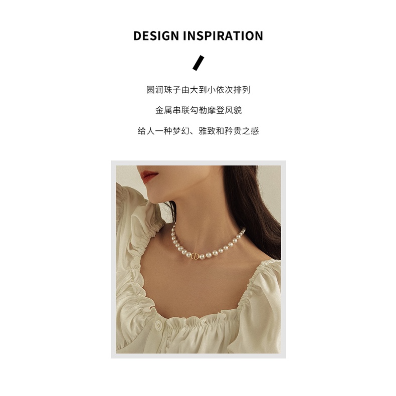 Dây Chuyền Ngọc Trai Mặt Hình Đĩa cd Thời Trang Xuân Hè Pháp Cổ Điển Cao Cấp Dành Cho Nữ