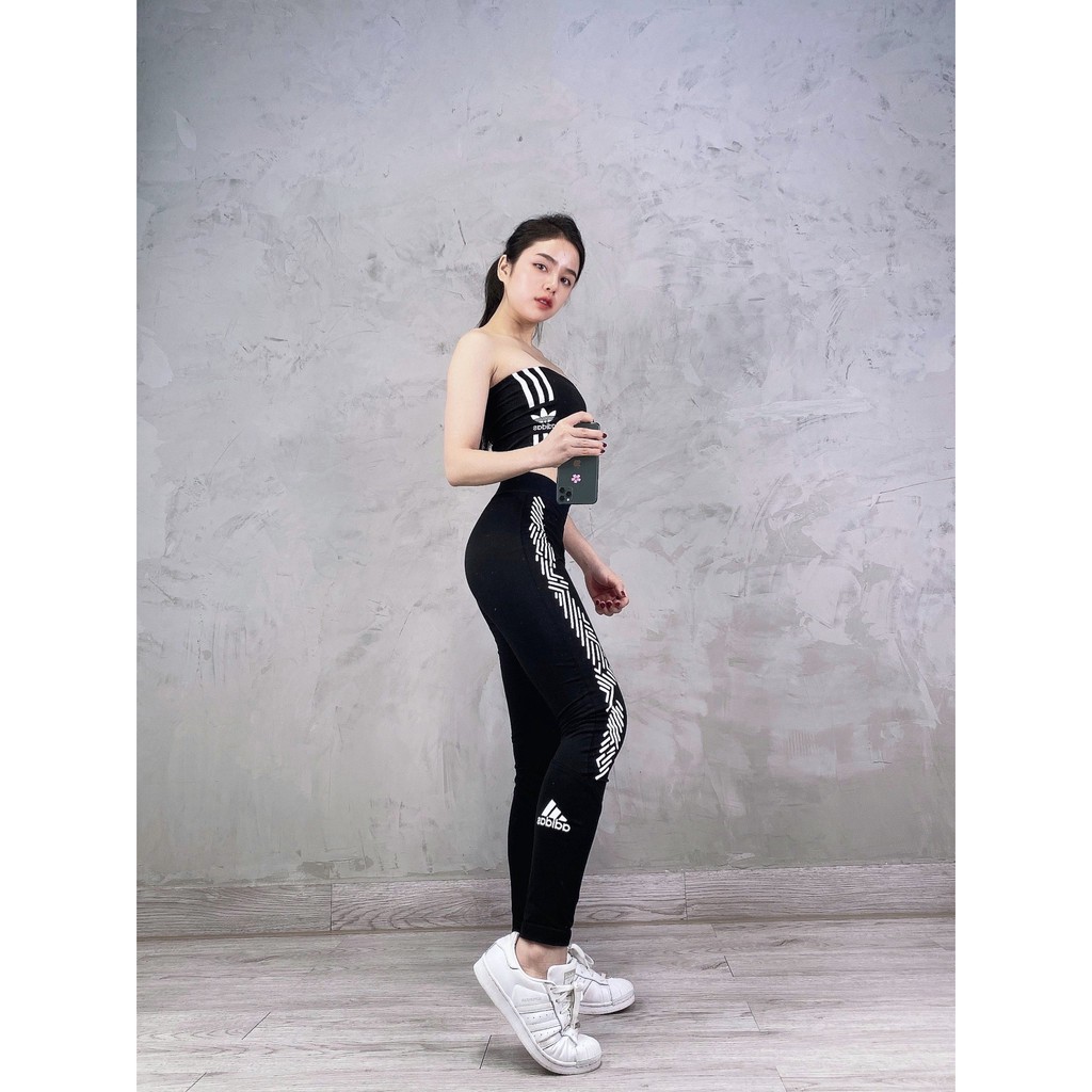 (HÀNG XUẤT XỊN) Quần Legging das đen họa tiết dọc 1775 ALPHASKIN LONG LEGGINGS Made in Cambodia full tag code