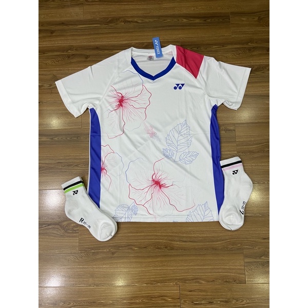 Áo cầu lông Yonex bông hoa màu trắng