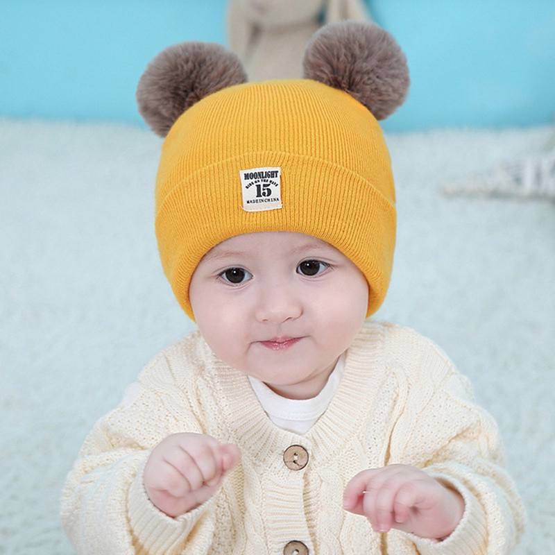 Mũ beanie Đan Họa Tiết Hoạt Hình Giữ Ấm Mùa Đông Cho Bé Trai Gái