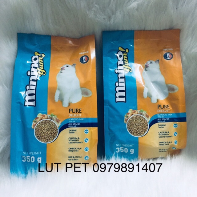 Thức ăn hạt khô Minino Yum cho mèo vị hải sản 350gr - LUTPET