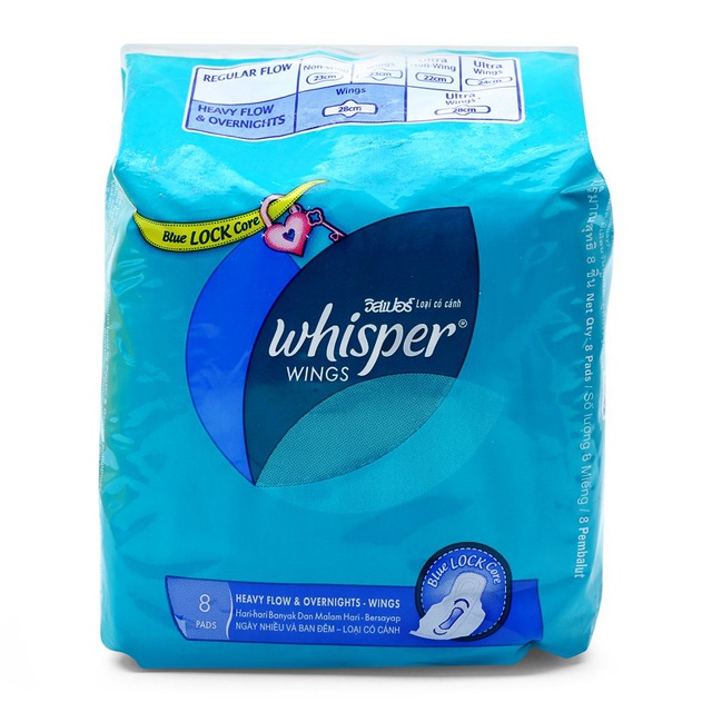 Băng vệ sinh Whisper có cánh đêm 8 miếng x 28cm