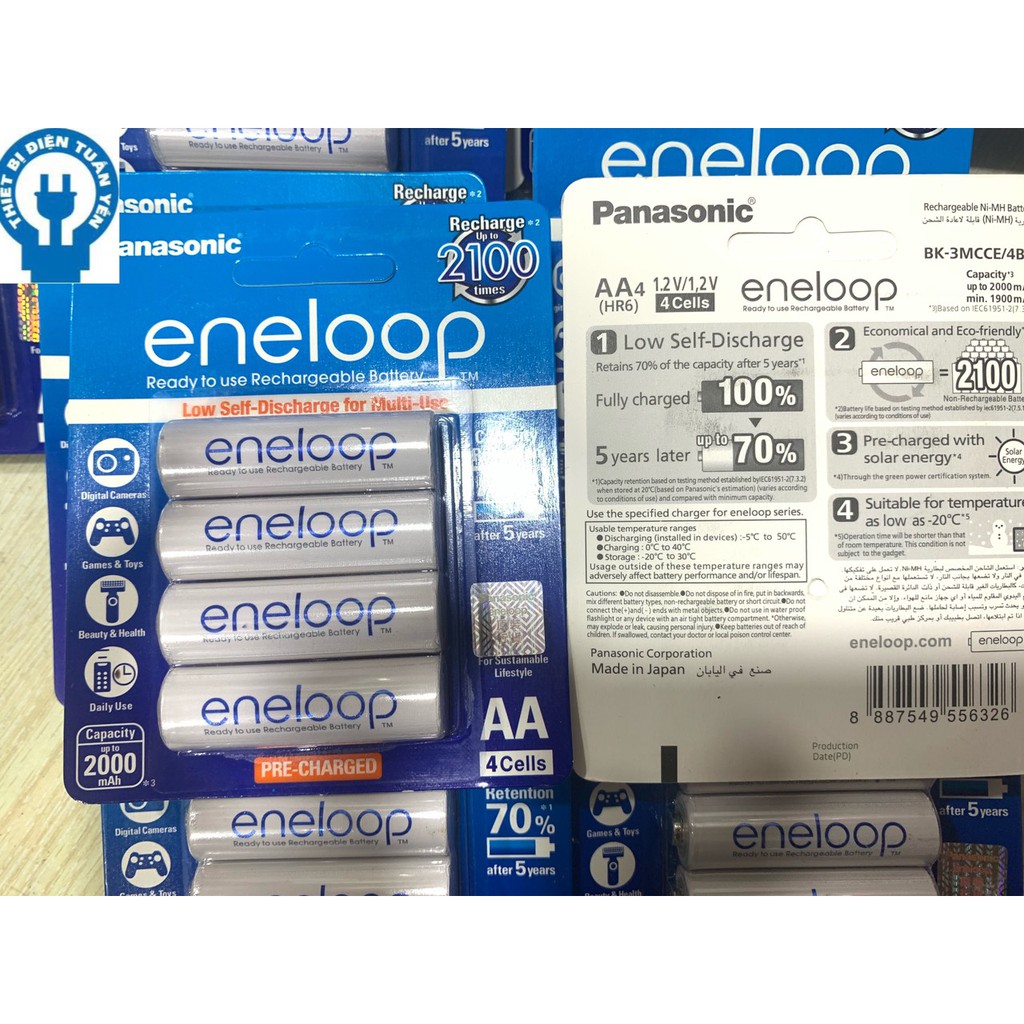 Pin sạc AA - Panasonic - Eneloop 1900mah - Hàng Nhập Khẩu