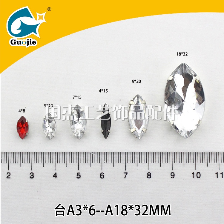(100 hạt)Đá kết lá me đài loan có chân 4 chấu nhiều size, Nguyên liệu diy