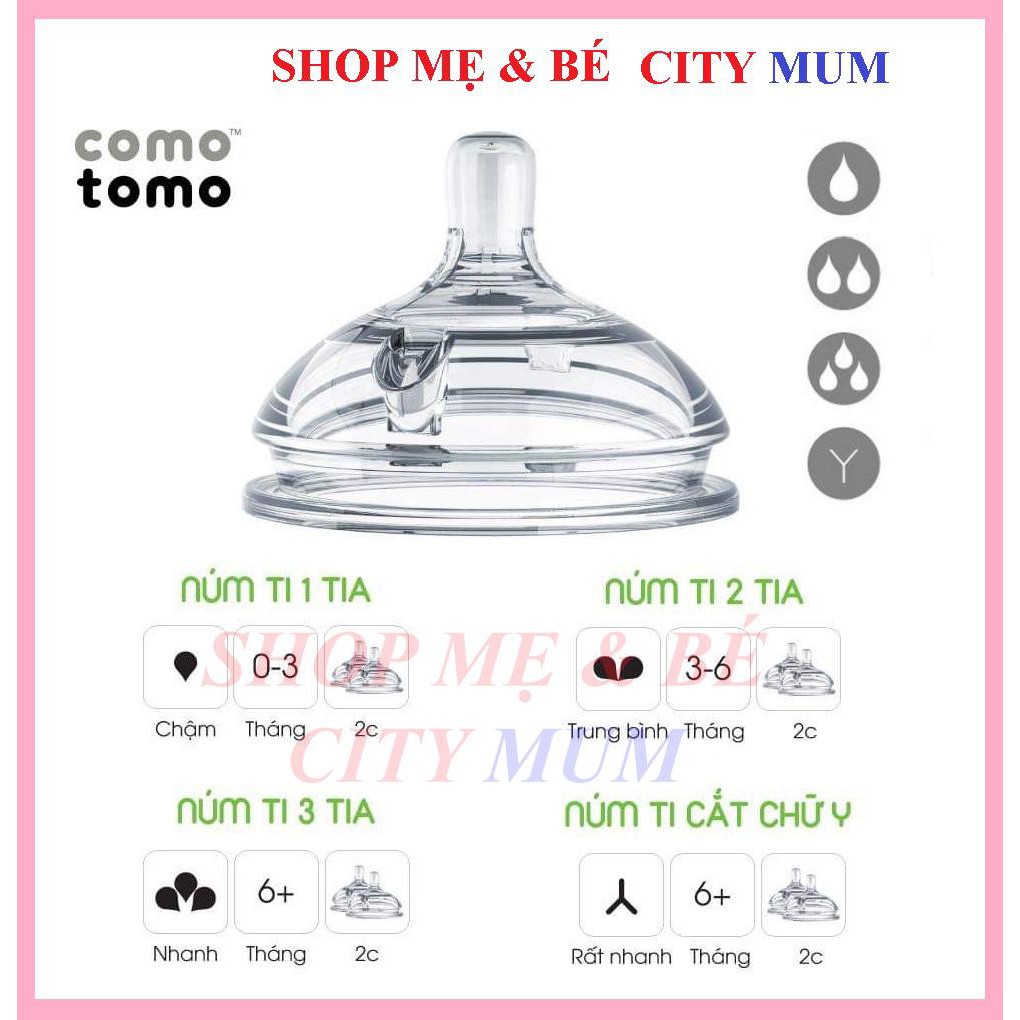 BÌNH SỮA COMMOTOMO 250ML KÈM HỘP 2 NÚM TY THAY THẾ
