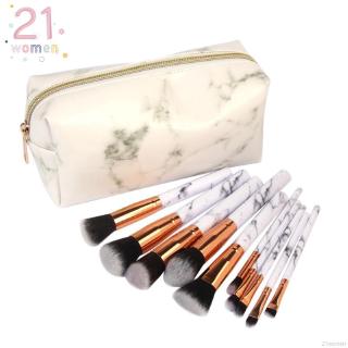 10 Pcs /set Makeup Brushes Set With Large PU Leather bag Marble Cosmetic Beauty Tools Makeup Brush Kit