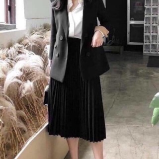 Chân váy maxi dập ly
