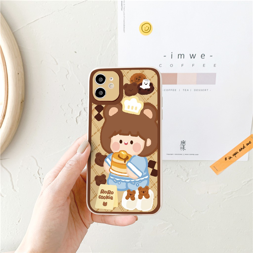 Ốp lưng iphone RORO COOKIE cạnh vuông  cho iphone 11 7plus 8plus x xsmax 11pro max 12pro 12promax13promax tr1067