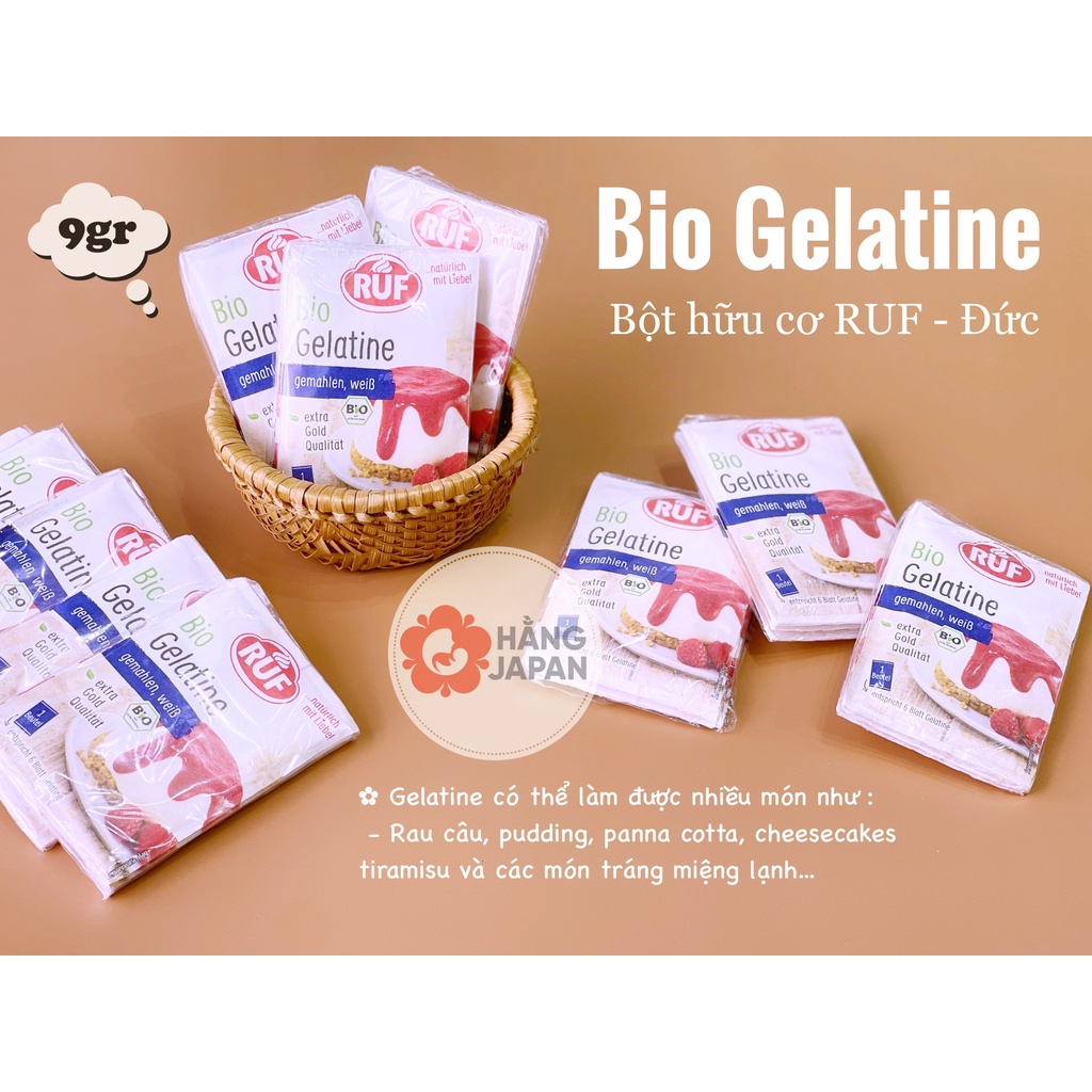 Bột Gelatine hữu cơ Ruf 9g của Đức dùng để làm đông thực phẩm khi làm bánh