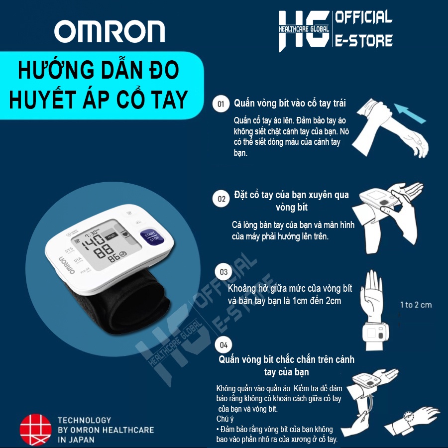 Máy Đo Huyết Áp Cổ Tay Omron HEM - 6181 | Công Nghệ Intellisense - Bộ Nhớ Lưu Trữ 60 Kết Quả