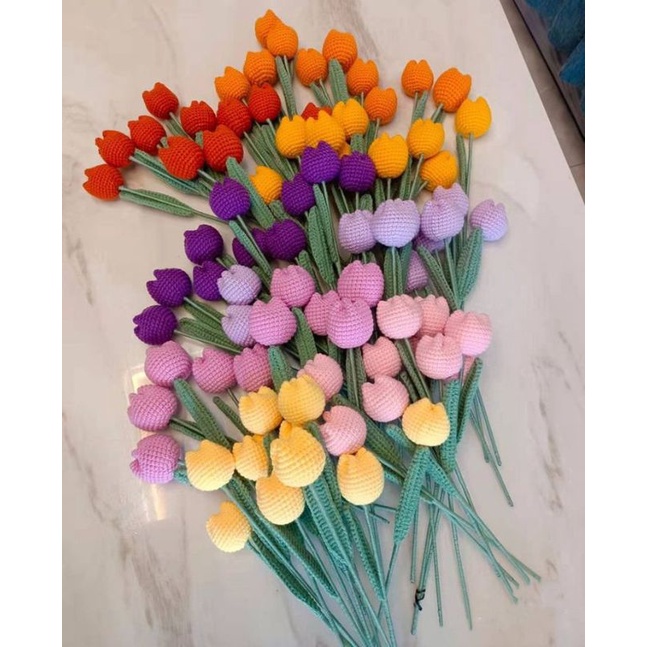 Hoa Tulip Len Thủ Công Trang Trí Nhà Cửa