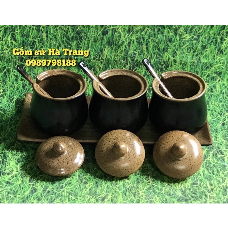 Bộ hũ đựng gia vị gốm sứ Bát Tràng cao cấp