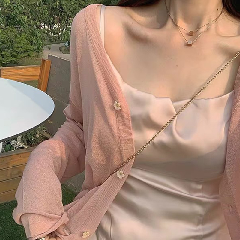 Áo khoác cardigan chất lụa lạnh dệt kim mỏng nhẹ chống nắng thời trang mùa hè đi biển cho nữ