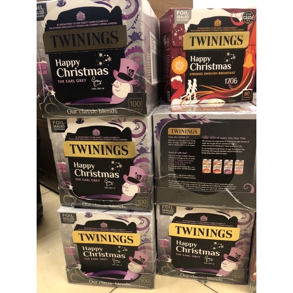 Trà túi lọc mùa giáng sinh UK Twinings Happy Christmas 4 hương vị hộp 80 gói và 100 gói