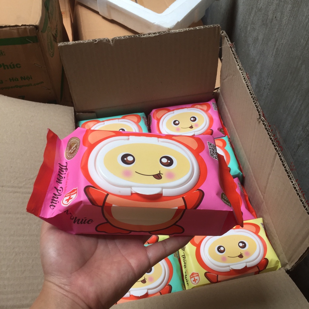 (COMBO 5) gói Khăn ướt THIÊN PHÚC HÌNH GẤU 100 tờ Chính Hãng