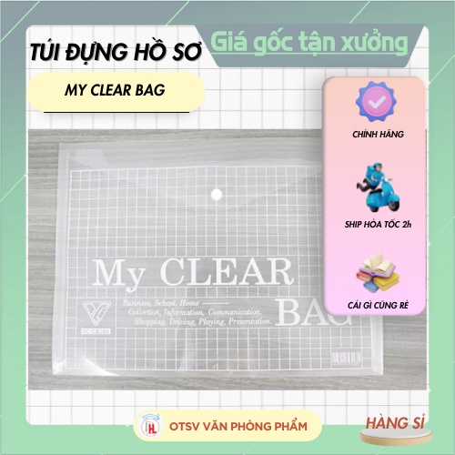 100 túi bìa nút Clear bag A4/F4 bìa cúc bấm nhựa dầy dặn hàng chính hãng chất lượng cao đựng hồ sơ