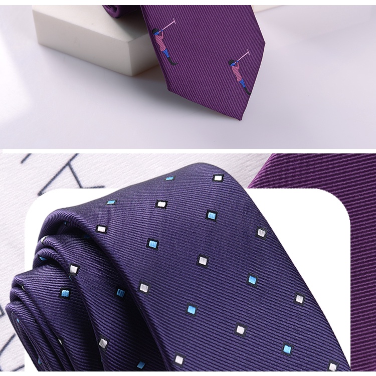 Cà Vạt Thời Trang Hàn Quốc Màu Tím Phong Cách Retro Cho Chú Rể