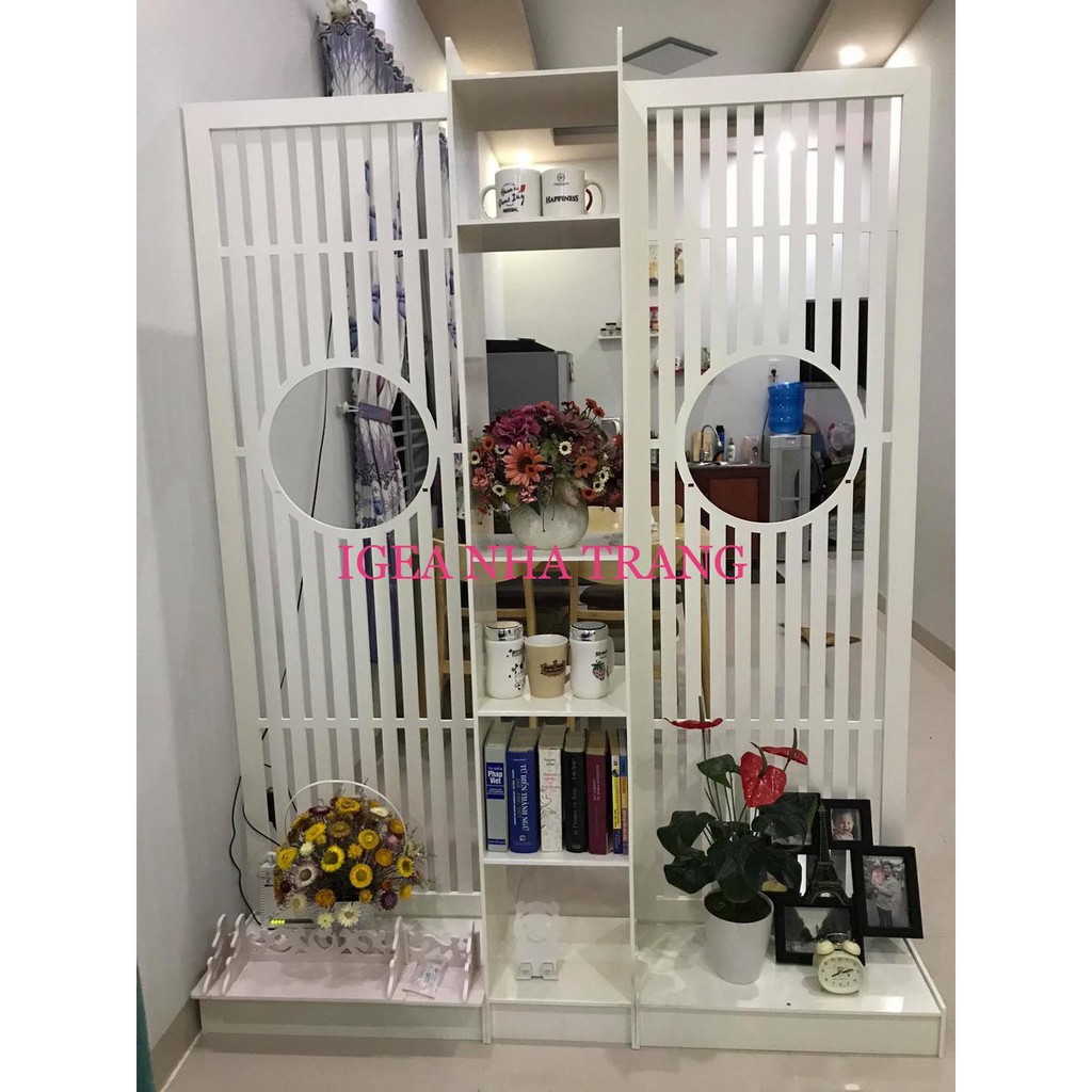 Vách ngăn chắn phòng khách sọc dọc liền kệ hiện đạichính hãng IGA- IG495
