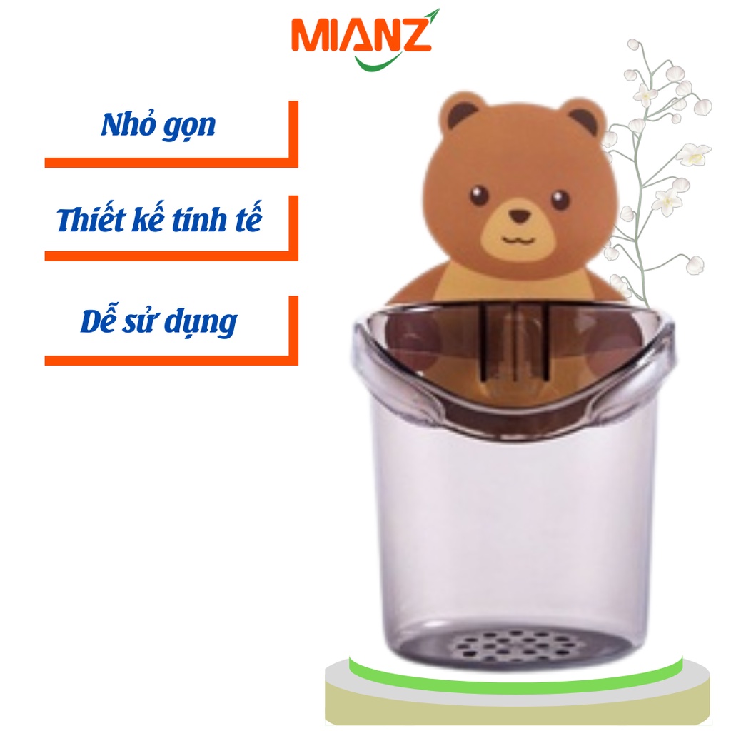 Cốc đựng bàn chải kem đánh răng gắn tường hình gấu – MIANZ STORE
