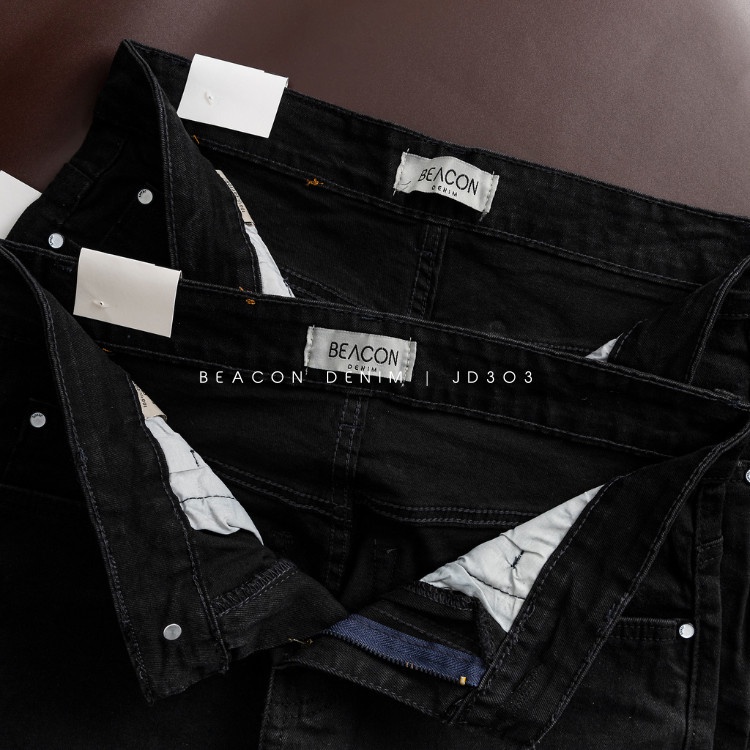 Quần Jean Dài Nam Mẫu Đen Rách Gối BEACON DENIM Form Slim Fit Trẻ Trung JD303