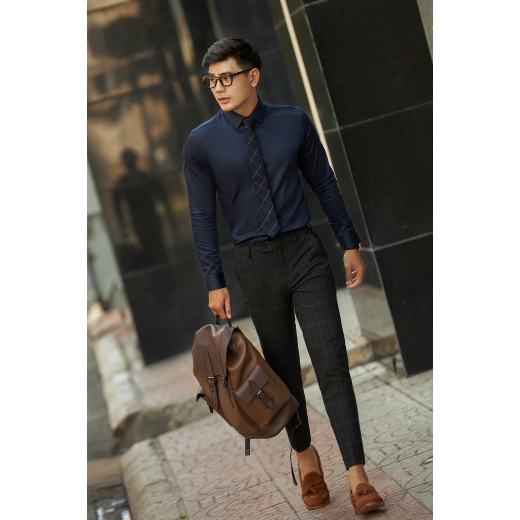 Áo Sơ Mi Americus Gosani Cho Nam Cơ Bản Màu Xanh Đen