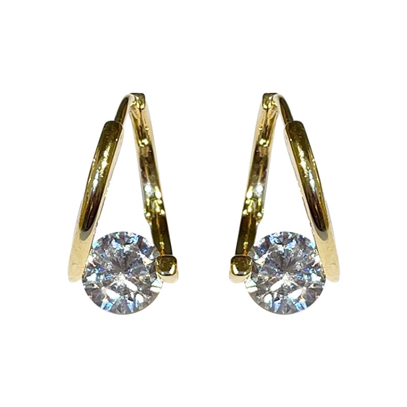 Bông Tai Tam Giác Đính Đá zircon Lấp Lánh Phong Cách Hàn Quốc Cho Nữ